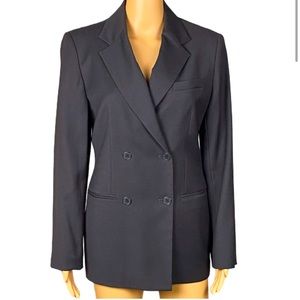 EVAN PICONE Vintage dark grey/black 100% Wool double-breasted blazer. Size 8.EUC